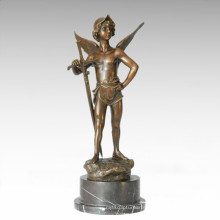 Kids Statue Sword Cupid Bronze Children Sculpture TPE-305